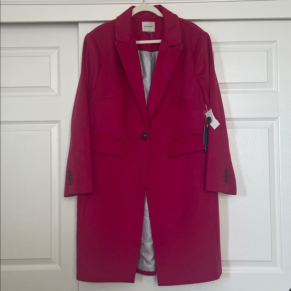 NWT Court & Rowe Fuschia Wool Blend Lined Single-Breasted Trench Coat Women's 2X